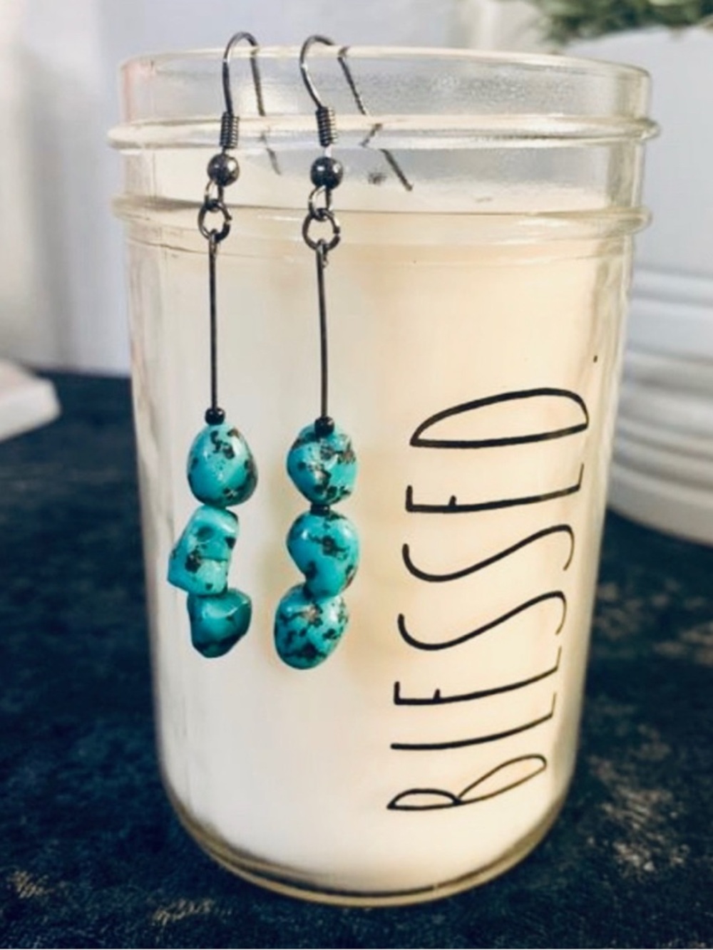 Handmade Turquoise Stone Dangle/Drop Earrings
